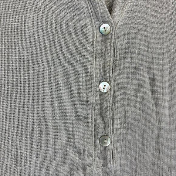 Tempo Paris Linen Dress Medium Lagenlook Boho Beachy Minimal Roomy Ruffle Flowy - Picture 3 of 10